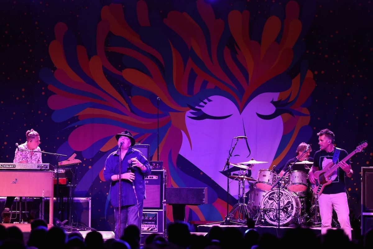 Ben Wilson, left to right, John Popper, Brendan Hill and Tad Kinchla of Blues Traveler perform Aug. 1 at the Marquee Theatre in Tempe, Ariz. Blue Traveler will open the Festival at Sandpoint this year.  (Courtesy of Christian Petersen)