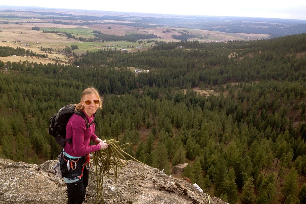 Anna Dvorak climbing in the Dishman Hills. (Courtesy)