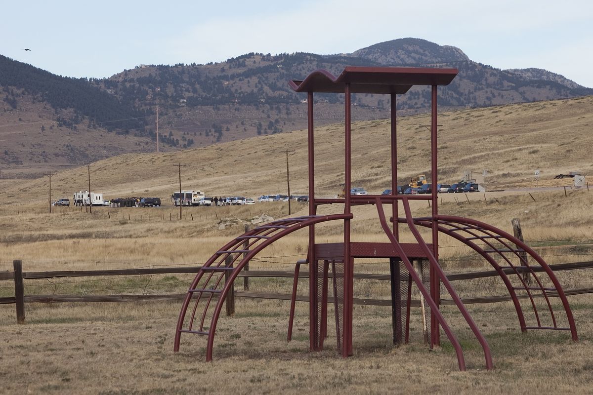 Police search near an area where a body was found Wednesday in Parttridge Park, in Arvada, Colo., during the ongoing search for missing 10-year-old Jessica Ridgeway on Thursday, Oct. 11, 2012.  Police are not saying whether the body found is linked to the missing girl case and noted Thursday that officers are still searching for Ridgeway, who disappeared Oct. 5. (Barry Gutierrez / Fr170088 Ap)