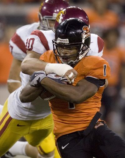 Oregon State’s Jacquizz Rodgers ran for 186 yards and two touchdowns.  (Associated Press / The Spokesman-Review)