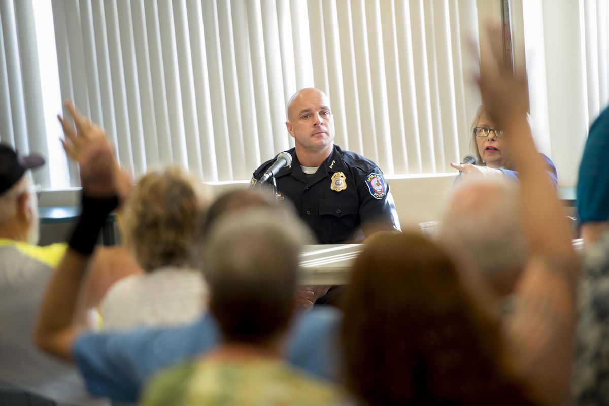 New Spokane police Chief Craig Meidl fields questions from concerned citizens during a public forum on Wednesday, Aug. 17, 2016, at East Central Community Center in Spokane. (Tyler Tjomsland / The Spokesman-Review)