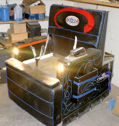 ORG XMIT: MNDUH201 FILE - In this Monday, Oct. 20, 2009 file photo, a motorized chair driven by Dennis Anderson of Proctor was operating when he hit a parked vehicle in August of 2008. Proctor's police chief fears the city will lose a big chunk of revenue after it was forced to repost the sale of the infamous motorized recliner on eBay. The police department recently confiscated the customized lounge chair after its owner was suspected of driving it while drunk and smashing it into a parked vehicle. Police auctioned the chair under the La-Z-Boy brand and received eBay bids topping $43,000 after news of the drunken driving arrest circulated.  (AP Photo/Proctor Police Department via Duluth News Trubune, File) (Proctor Department / The Spokesman-Review)