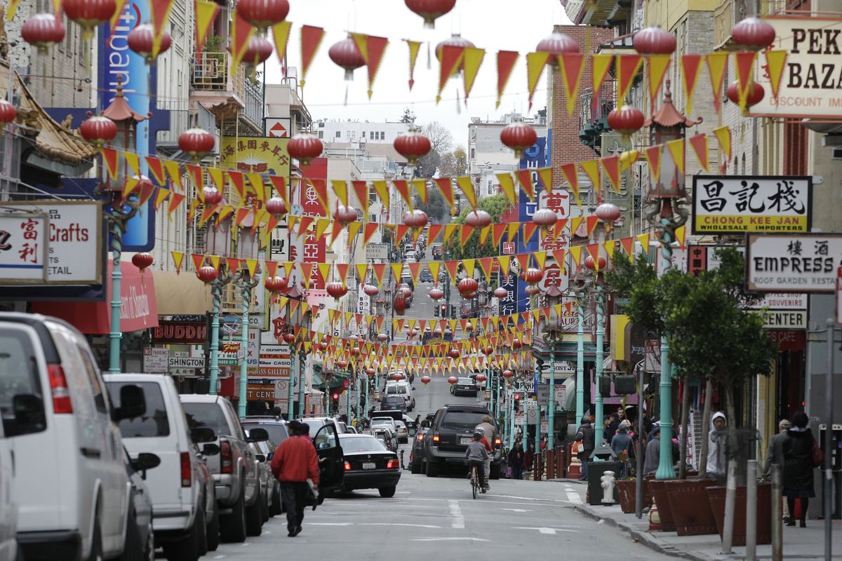  A view of Grant Street in Chinatown in San Francisco, a destination that can take you from West to East in zero to 60 steps.  (Associated Press)
