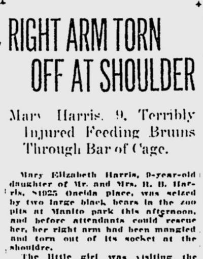 On this day 100 years ago, Elizabeth Harris was attacked by two caged polar bears at Manito Park.  (S-R archives)