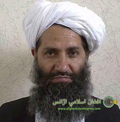FILE - In this undated photo from an unknown location, released in 2016, the leader of the Afghanistan Taliban Mawlawi Hibatullah Akhundzada poses for a portrait. Senior Afghan leaders are in the Middle Eastern state of Qatar talking peace with the Taliban, whose leader, Akhundzada, on Sunday, July 18, 2021, issued a statement saying the insurgent movement wants a political settlement to Afghanistan’s decades of war.  (Afghan Islamic Press)
