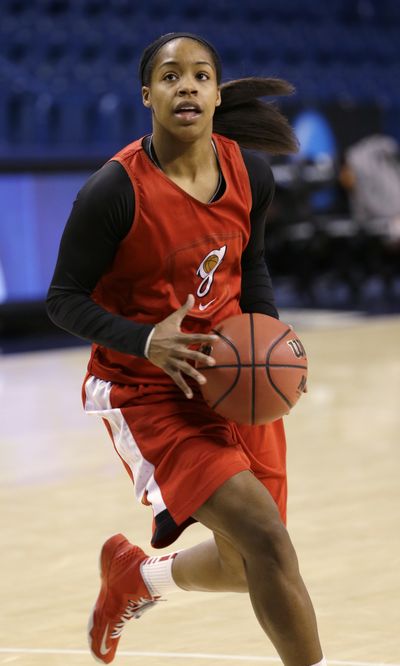 Georgia’s Jasmine James readies a shot during a practice on Friday. (Associated Press)