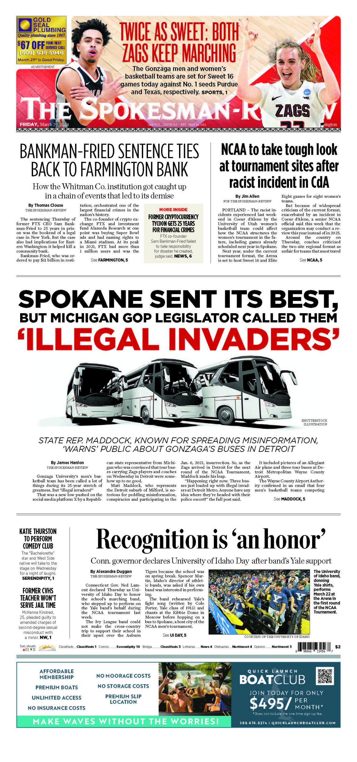 Front Page for March 29, 2024 | The Spokesman-Review