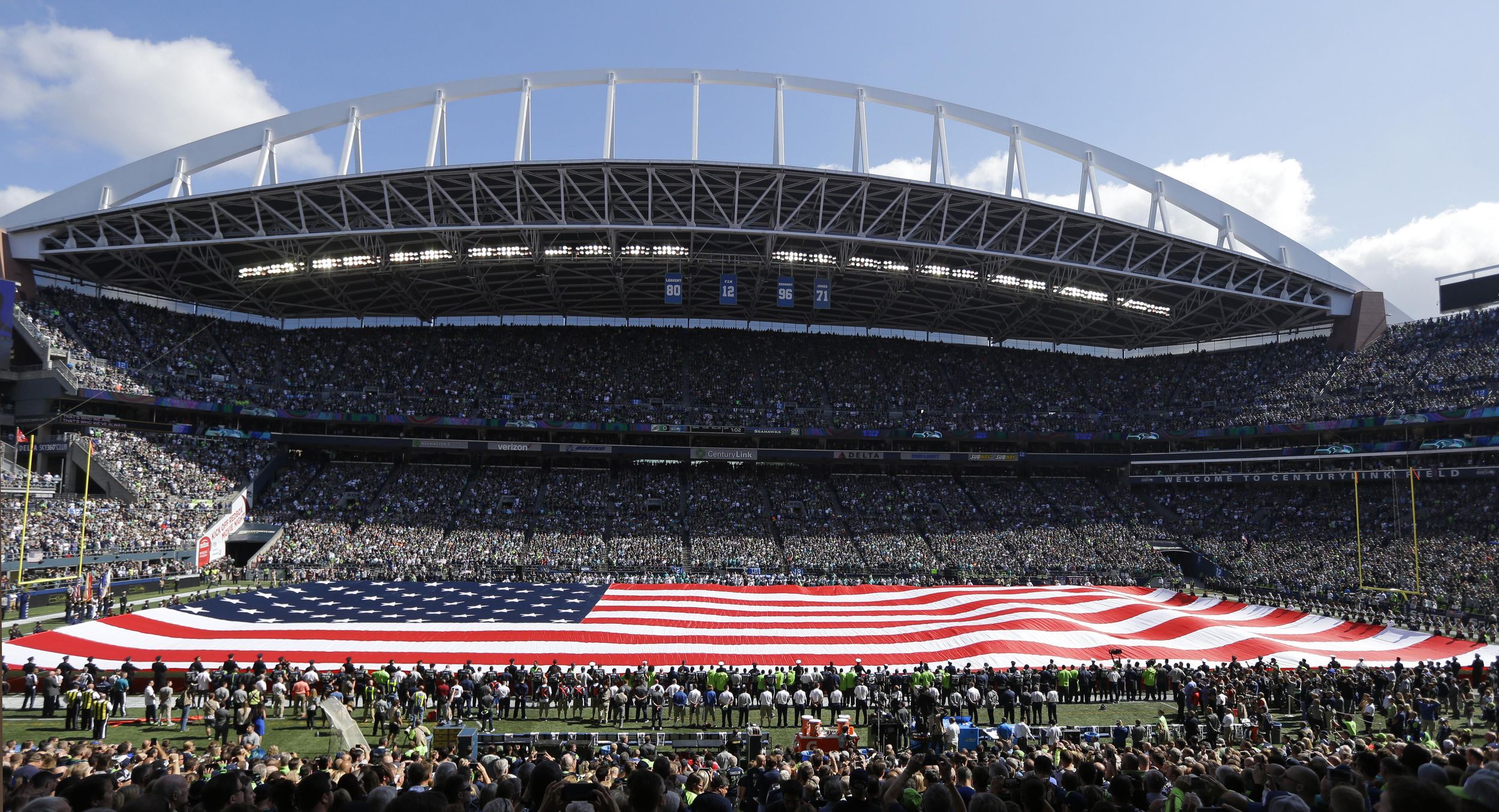 All Seahawks Stand for NFL's Coordinated National Anthem on the 20th  Anniversary of 9/11