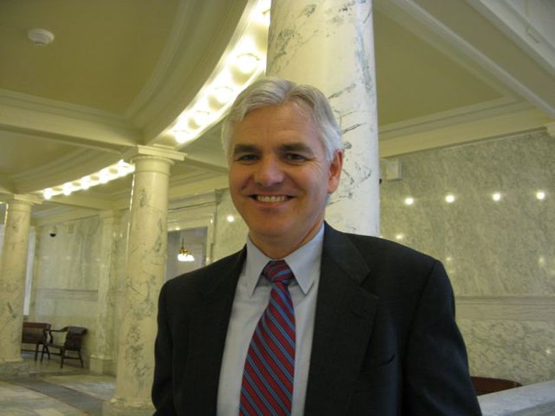 Keith Allred, Democratic candidate for governor, in the Idaho state capitol on Monday (Betsy Russell)