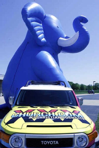 
A XXXChurch.com giant inflatable elephant, representing what is called 