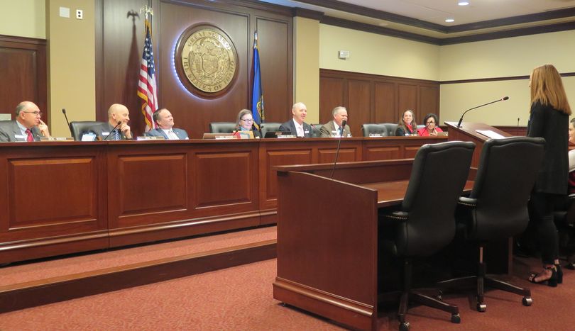 Anita Sloan, 17, testifies in favor of legislation to raise Idaho's smoking age to 21, at a Senate State Affairs Committee hearing on Wednesday, Feb. 14, 2018. (Betsy Z. Russell)