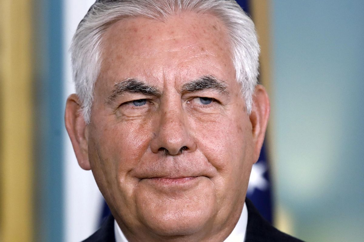 In this Sept. 26, 2017 photo, Secretary of State Rex Tillerson pauses at the State Department in Washington. (Jacquelyn Martin / Associated Press)