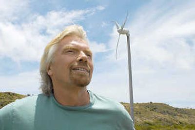 Richard Branson poses for a portrait near one of his wind turbines on Necker Island, British Virgin Islands. Branson, the adventuring chairman of the Virgin Group of companies, said he plans for his newest property, nearby Mosquito Island, to be transformed into what he touts as the most environmentally friendly resort on the globe.Associated Press
 (Associated Press / The Spokesman-Review)