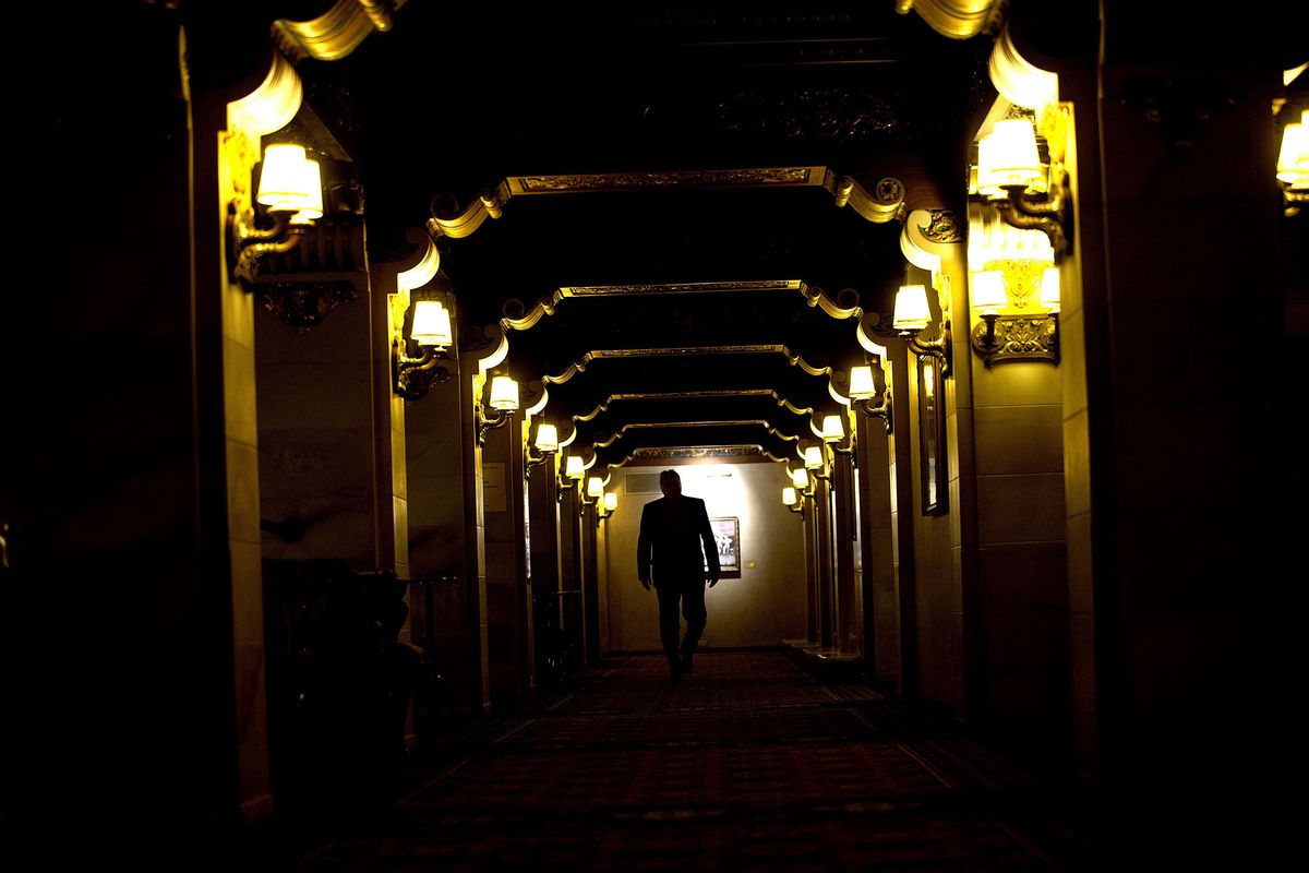 The Davenport Hotel A visitor walks through the halls of Spokane’s landmark hotel on Oct. 17. The 405-room structure opened in 1914 and has been visited by many dignitaries and celebrities, including Bob Hope, Clark Gable, Charles Lindbergh and Bing Crosby. Legend has it that ghosts can be seen wandering the halls. (Kathy Plonka)