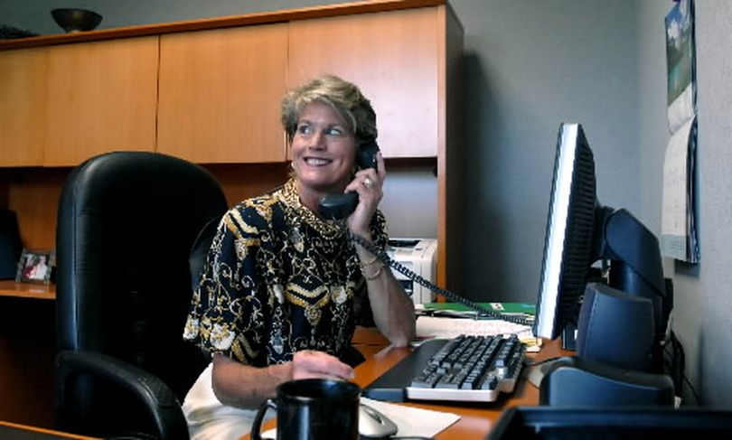 Priscilla Bell, president of North Idaho College, in her office in 2007. (Kathy Plonka / The Spokesman-Review)