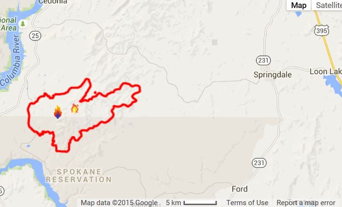 Fire in Stevens County doubles in size as it burns toward Springdale