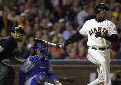 
Barry Bonds hit his 702nd career homer for the Giants. 
 (Associated Press / The Spokesman-Review)