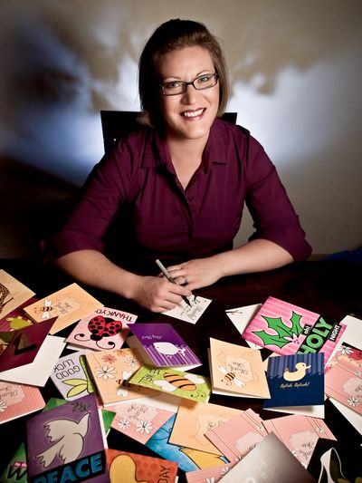 Tanya Smith, owner and creator of Spokane Valley-based Wimzie Cards and wimzieprints.com, shows a selection of her handmade, environmentally friendly greeting cards. Matt Shumate Photography (Matt Shumate Photography / The Spokesman-Review)
