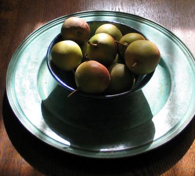 Fall is a time to transform one's environment. This sampling of pears from Fresh Abundance, with waning, autumn light, creates a image that's almost to beautiful to eat. At least until you get hungry for fresh pears.  (Cheryl-Anne Millsap / Down to Earth NW)