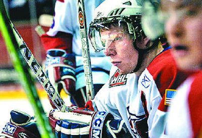 
Evan Haw watches from Chiefs bench. 
 (Holly Pickett / The Spokesman-Review)