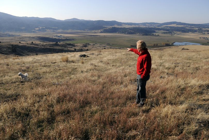 Trail developer Mark Pinch stops to enjoy the view from the top of the 552-acre Saltese Uplands, an area of Liberty Lake that was recently purchased through Spokane County’s Conservation Futures program. (J. Bart Rayniak)