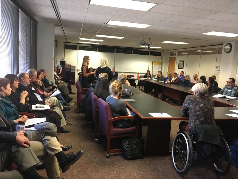 A public comment session on the Idaho Health Care Plan waiver proposal drew an overflow crowd in Boise on Thursday, Dec. 7, 2017, as did a session Friday in Pocatello. Public comments next will be gathered in Coeur d’Alene. (Idaho Voices for Children)