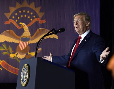 President Donald Trump speaks at a fundraiser in Fargo, N.D., Friday, Sept. 7, 2018. (Susan Walsh / Associated Press)