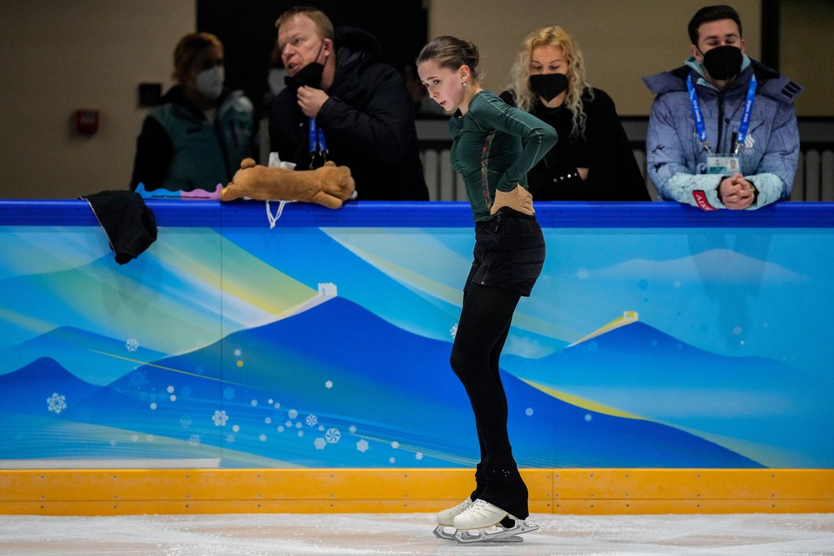 Russian Olympic Committee skater Kamila Valieva had an emotional training session Saturday in Beijing as controversy swirls around her.  (Bernat Armangue)