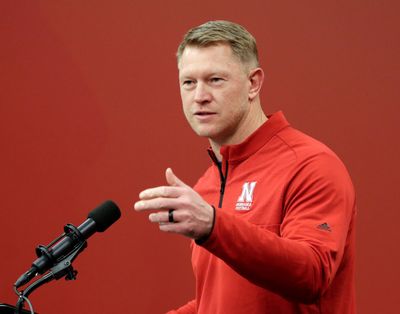 In this Feb. 7, 2018, file photo, Nebraska coach Scott Frost speaks during an NCAA college football news conference in Lincoln, Neb. Frost came out of his first spring practice at Nebraska with this observation about the 4-8 team he’s taking over: There’ll be no quick fix. (Nati Harnik / Associated Press)