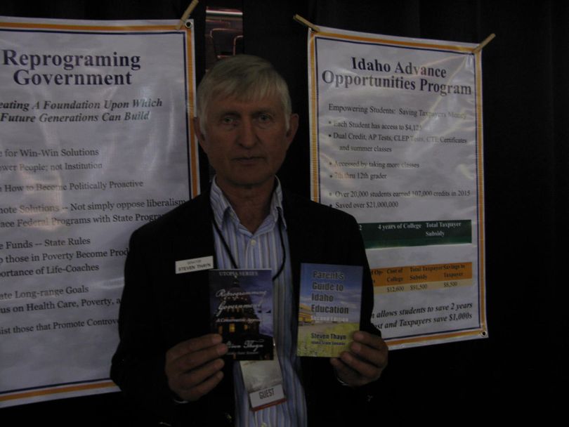 Sen. Steven Thayn with his two latest books. He's giving them away, asking only for donations. (Betsy Z. Russell)