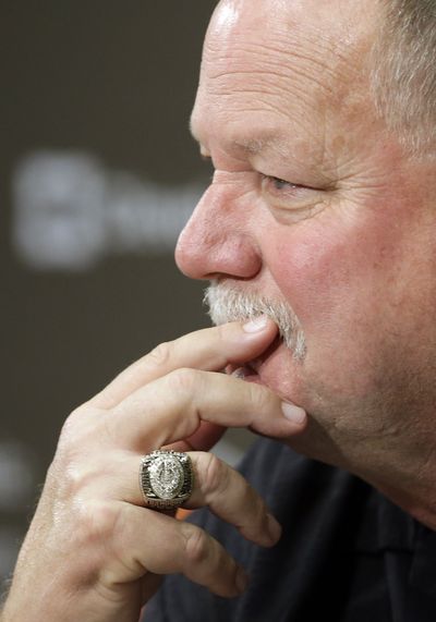Departing Cleveland president Mike Holmgren didn’t have time to earn a Super Bowl ring with the Browns. (Associated Press)