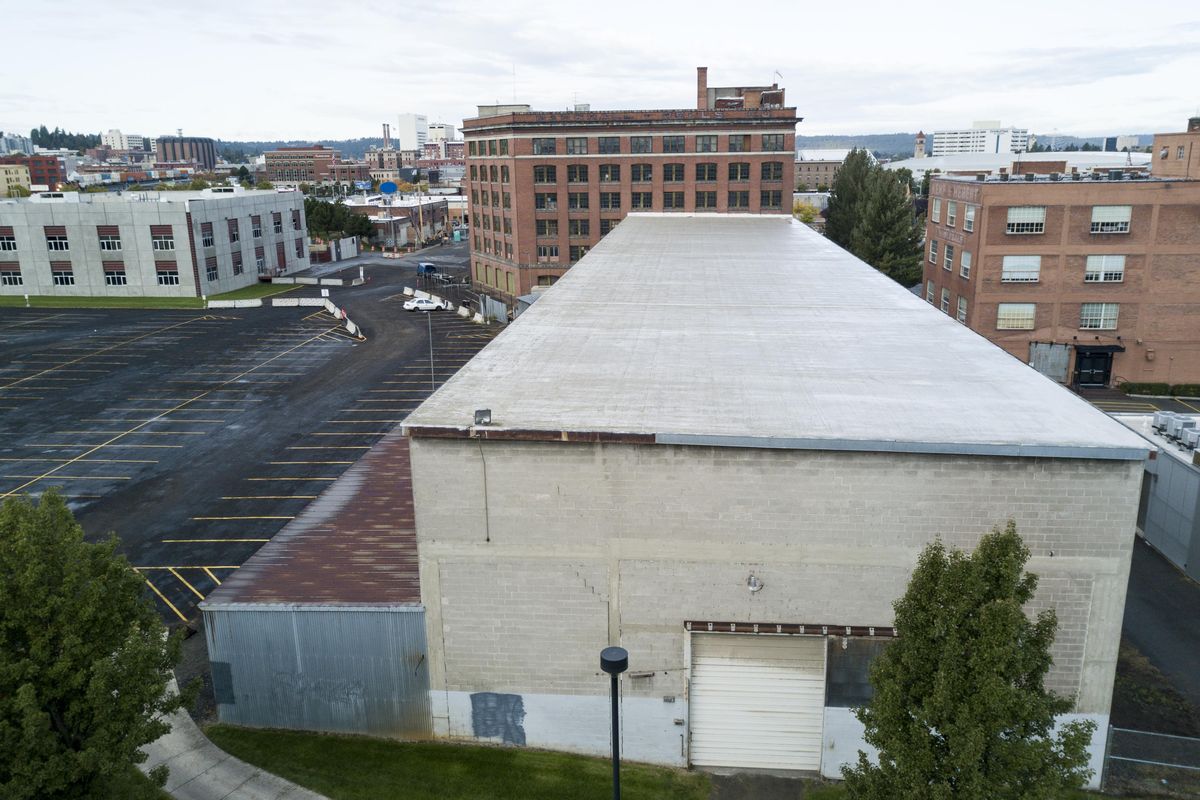 The six-story Marshall-Wells Hardware warehouse on East Main Avenue is seen in downtown Spokane in this Oct. 5, 2019, photo. The building now belongs to the WSU Spokane campus, part of the University District. (Jesse Tinsley / The Spokesman-Review)