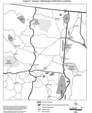 Maps shows wolf packs documented at the end of 2011 in Oregon and Washington. (U.S. Fish and Wildlife Service)