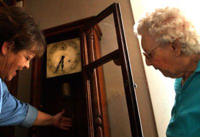 
Terri and Mildred Beaudreau view a clock. 
 (The Spokesman-Review)
