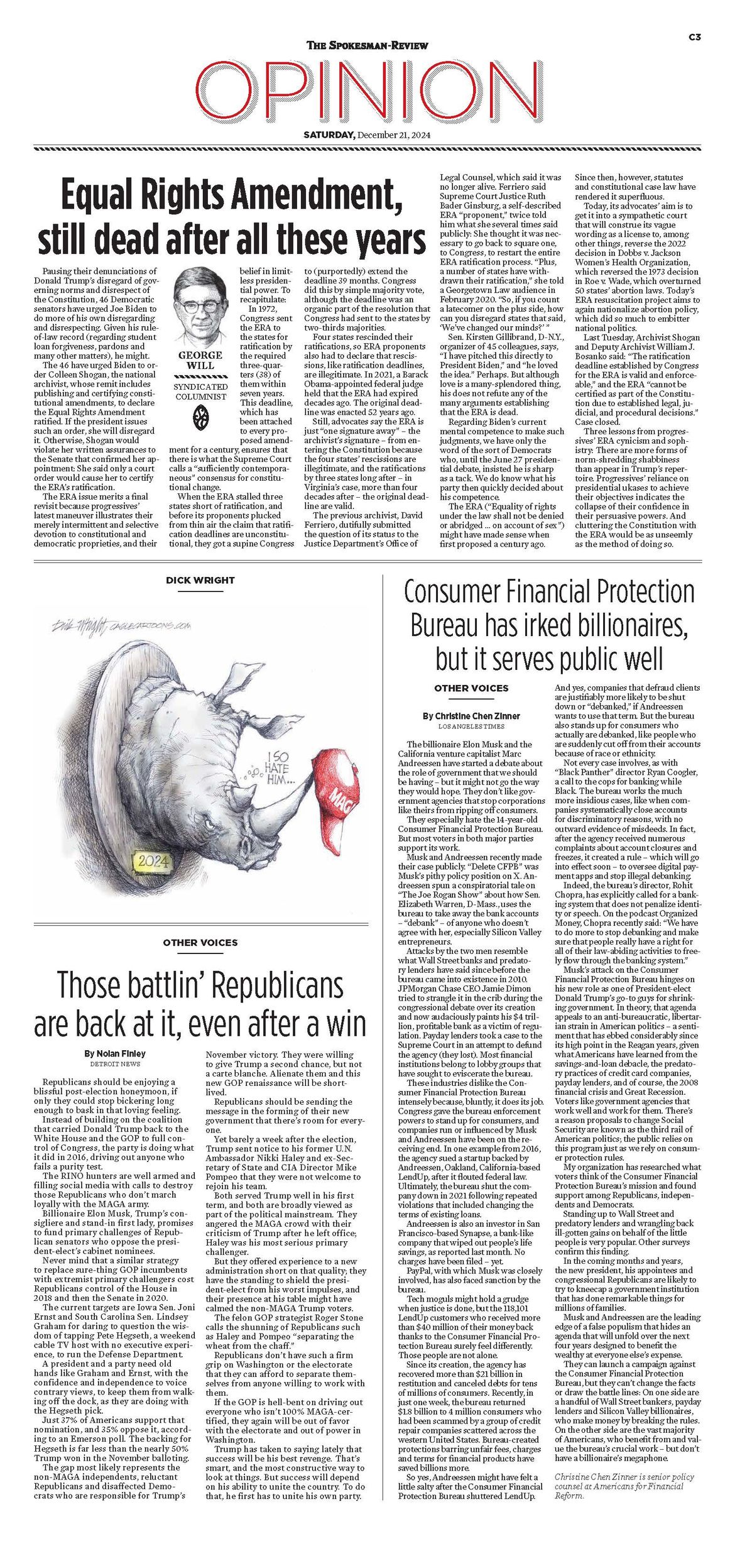 Opinion Front Page for Dec. 21, 2024 The SpokesmanReview