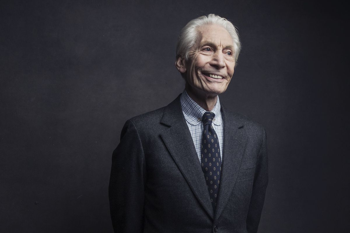 Charlie Watts of the Rolling Stones stands for a portrait in 2016, in New York. Watts’ publicist, Bernard Doherty said Watts, 80, died peacefully in a London hospital surrounded by his family on Tuesday.  (Associated Press)