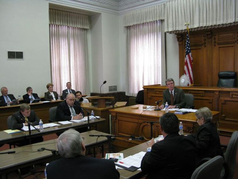The Idaho Land Board debates a school funding proposal on Wednesday. (Betsy Russell)