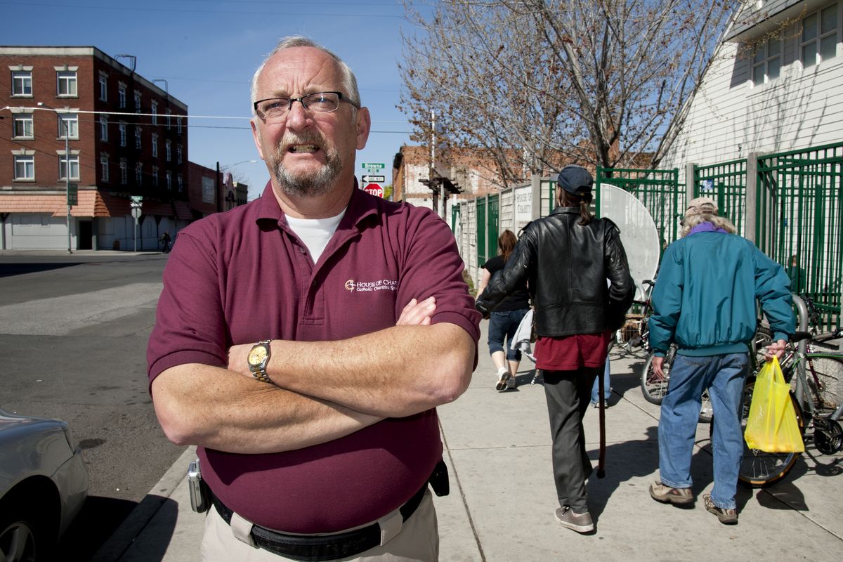 Retired Spokane police Officer Jon Strickland is now one of two safety coordinators hired by the House of Charity to ease problems with street people in the neighborhood. (Dan Pelle)