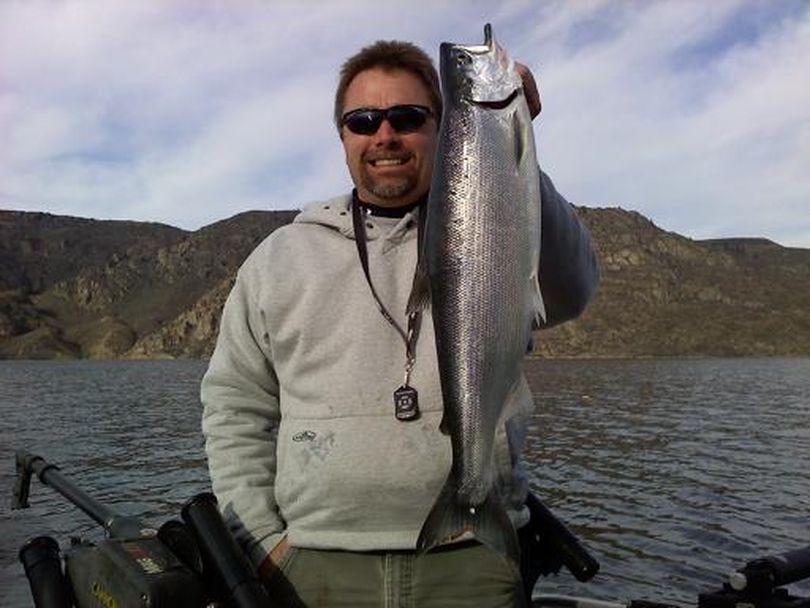 Frank Whitney caught this 23-inch kokanee -- weighing 4 pounds, 3 ounces -- while fishing Lake Roosevelt the weekend of Jan. 22-23, 2011, out of Keller. (Courtesy photo)