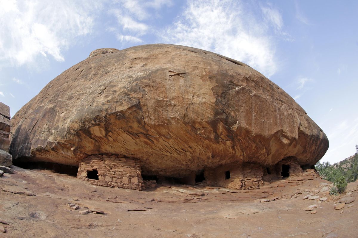 The “House on Fire” ruins in Mule Canyon, near Blanding, Utah, is part of the Bears Ears National Monument designated by President Barack Obama. Now it’s one of 27 national monuments with reserves of oil and natural gas off limits to new leasing whose monument designations are under review by the Trump administration. (Rick Bowmer / Associated Press)