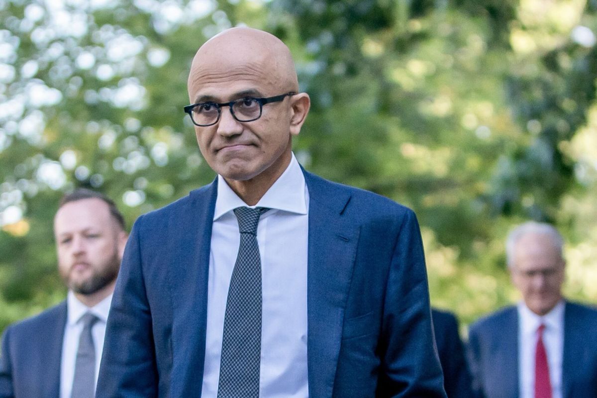 Satya Nadella. MUST CREDIT: Bloomberg photo by Nathan Howard  (Nathan Howard/Bloomberg)