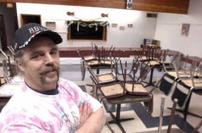 
Kevin Kram, head of Cherished One Ministries, stands in the church cafeteria where the group holds its Saturday evening soup kitchen, which regularly feeds 150 to 170 people each week. 
 (Jesse Tinsley / The Spokesman-Review)
