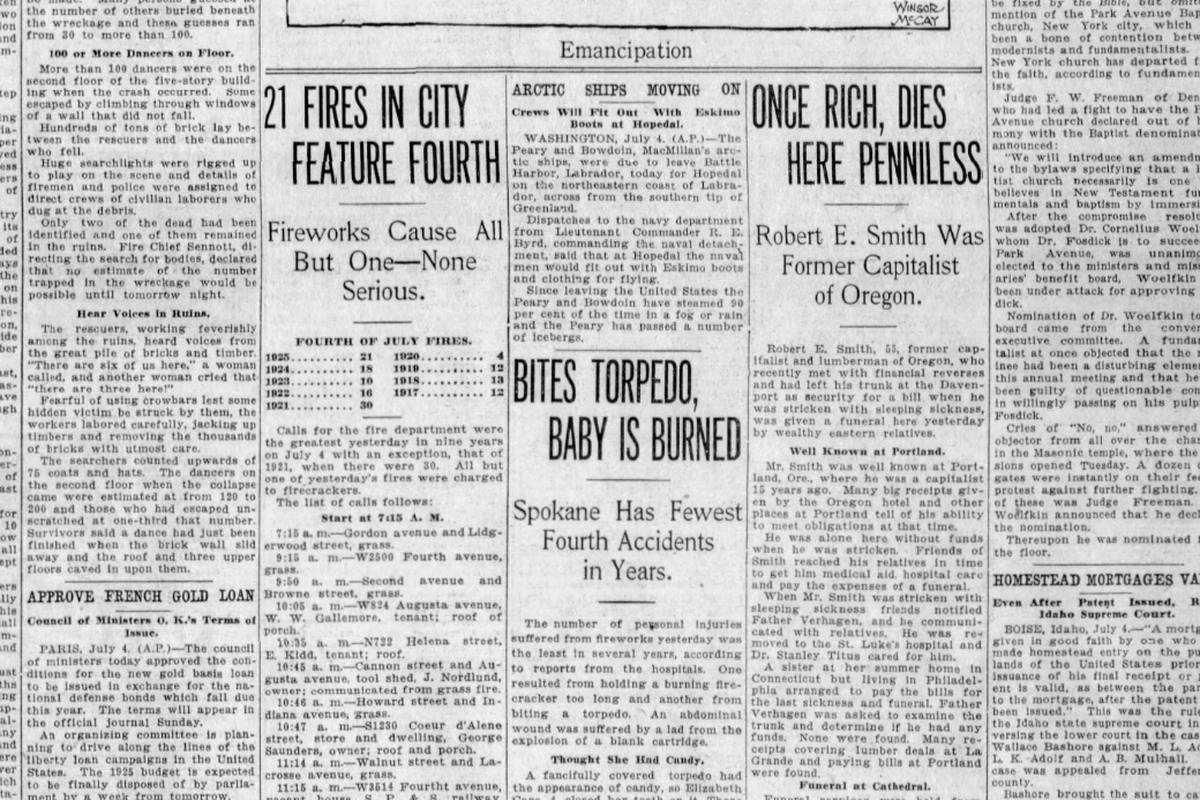 Stewart Doust at Spokane’s emergency hospital treated several of the people injured on the Fourth of July, including 4-year-old Elizabeth Case, who lived at 1614 E. Providence Ave. in north Spokane. She mistook a firework as candy, The Spokesman-Review reported on July 5, 1925. (Spokesman-Review archives)