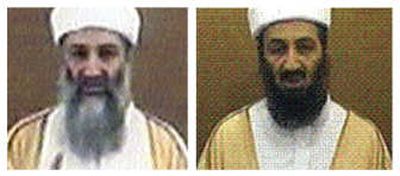 
These pictures show,  left, Osama bin Laden in an image from a video shown in 2004  and an image taken Thursday from an Islamic militant Web site. Associated Press
 (Associated Press / The Spokesman-Review)
