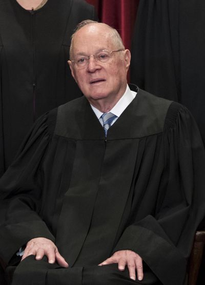 Associate Justice Anthony M. Kennedy joins other justices of the U.S. Supreme Court for an official group portrait at the Supreme Court Building in Washington, Thursday, June 1, 2017. (J. Scott Applewhite / Associated Press)