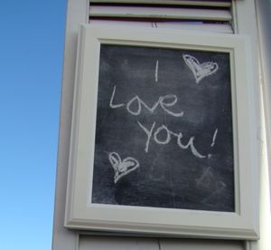 A framed chalkboard makes a great message or note board.  (Maggie Bullock)