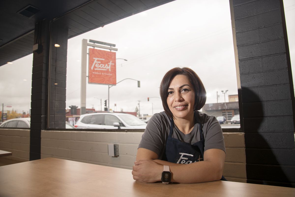 Maisa Abudayha is the first head chef for Feast Kitchen in downtown Spokane, shown Friday, Oct. 22, 2021. Abudayha is of Jordanian descent.  (Jesse Tinsley/THE SPOKESMAN-REVI)