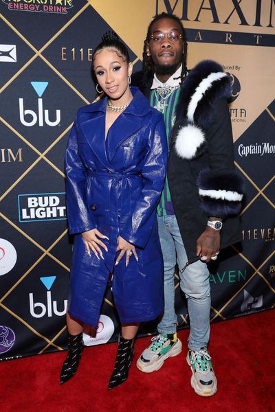 In this Feb. 3, 2018,  photo, Cardi B, left, and Offset arrive at the Maxim Super Bowl Party at the Maxim Dome in Minneapolis. (Omar Vega / Associated Press)