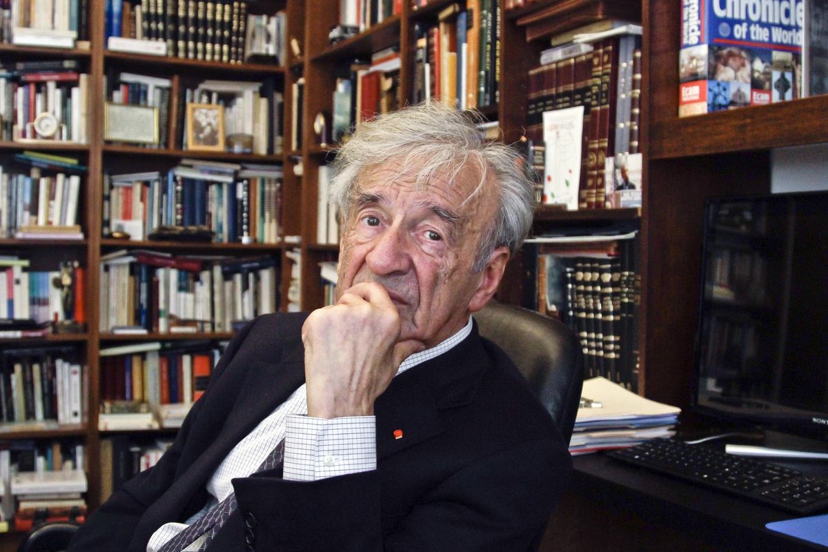 In this Sept. 12, 2012, photo Elie Wiesel is photographed in his office in New York. Wiesel, the Nobel laureate and Holocaust survivor has died. His death was announced Saturday, July 2, 2016 by Israel’s Yad Vashem Holocaust Memorial. (Bebeto Matthews / Associated Press)