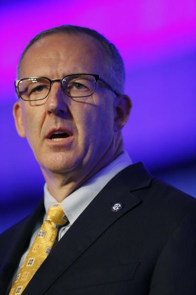 Southeastern Conference commissioner Greg Sankey expects policy changes to be made regarding postponed games. (Brynn Anderson / Associated Press)